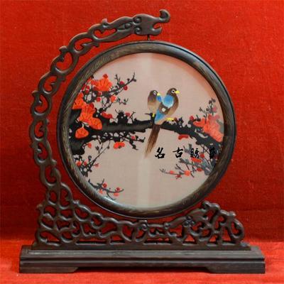 蘇繡精品臺屏 梅蘭竹菊雙面繡的藝術(shù)與收藏價值